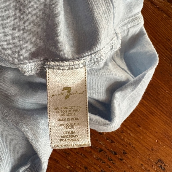 7 For All Mankind Blue Scoop Neck T-Shirt Size Medium, Short Sleeve - Picture 8 of 8